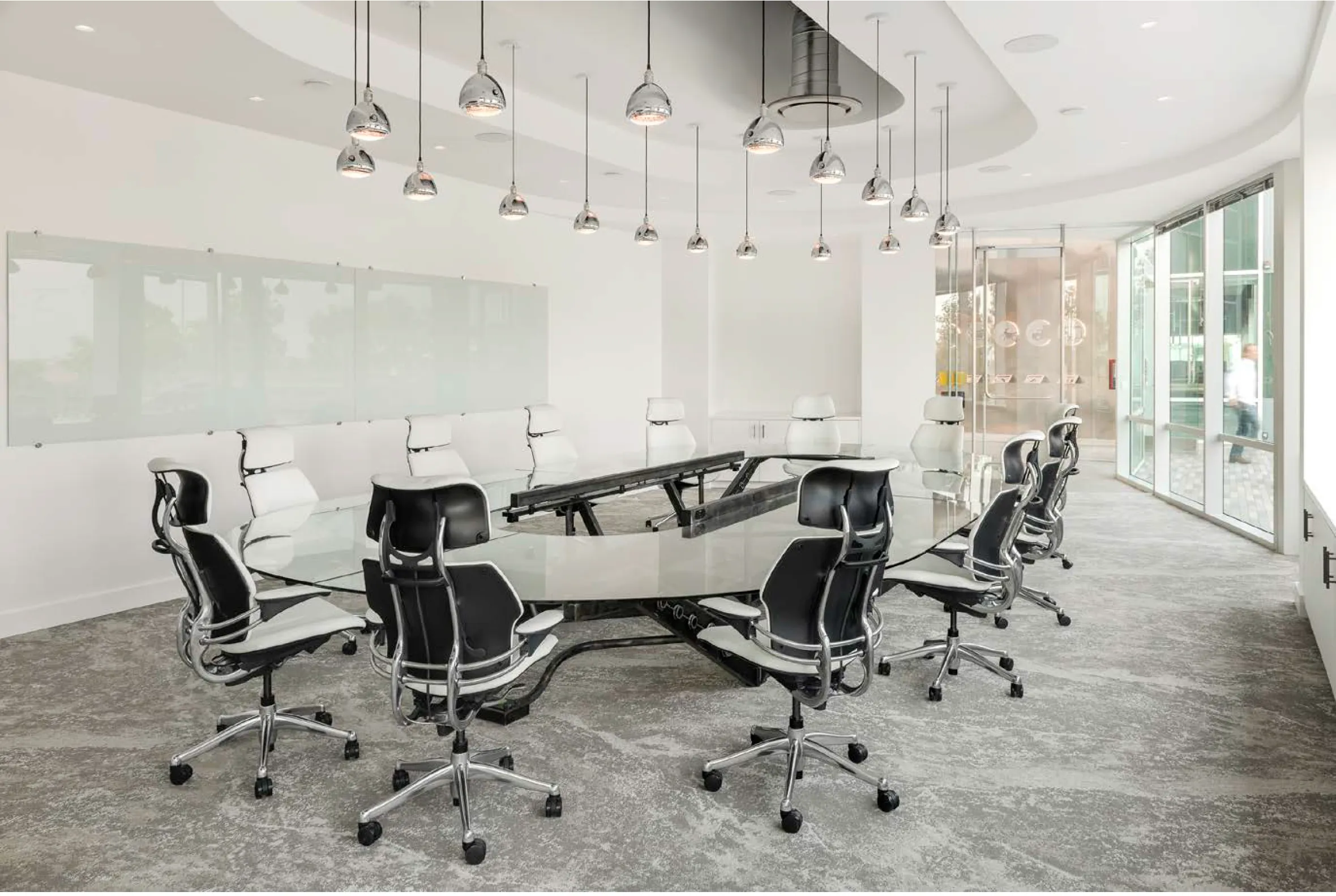 Custom seating in one of the break areas